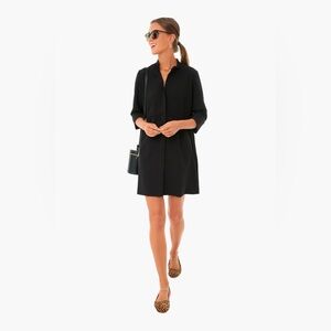 Tuckernuck Black Stretch Crepe Royal Shirt Dress